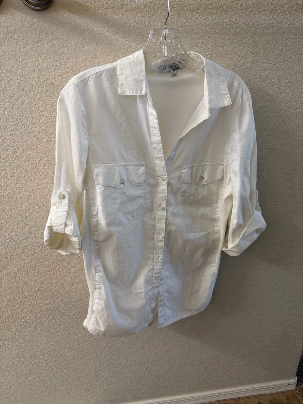 Ellen Tracy White Button-Down Casual Shirt